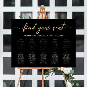10 Tafels Vind uw Seat Black Zittingkaart Poster