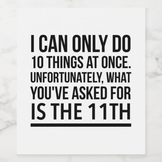 10 things at once black wijn etiket (Enkel label)