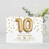 10 Tien gouden ballon Confetti 10e verjaardagsfees Kaart (Staand voorkant)