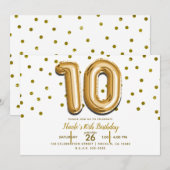 10 Tien gouden ballon Confetti 10e verjaardagsfees Kaart (Voorkant / Achterkant)