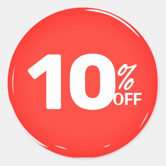 10% Tien procent korting op verkoop Ronde Sticker (Voorkant)