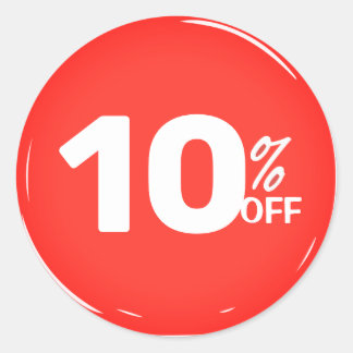 10% Tien procent korting op verkoop Ronde Sticker
