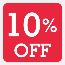 10% Tien procent korting verkoop wit rood Vierkante Sticker