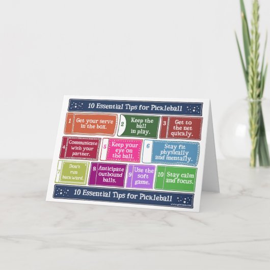 10 tips voor pickleball kaart (Voorkant)