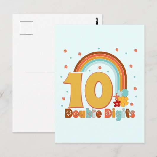 10 Tweecijferige verjaardag Girl Groovy Party Briefkaart (Voorkant / Achterkant)