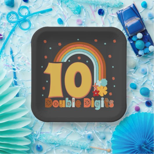 10 Tweecijferige verjaardag Girl Groovy Party Papieren Bordje (Feest)