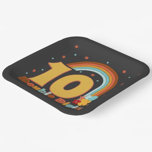 10 Tweecijferige verjaardag Girl Groovy Party Papieren Bordje (Gebogen)