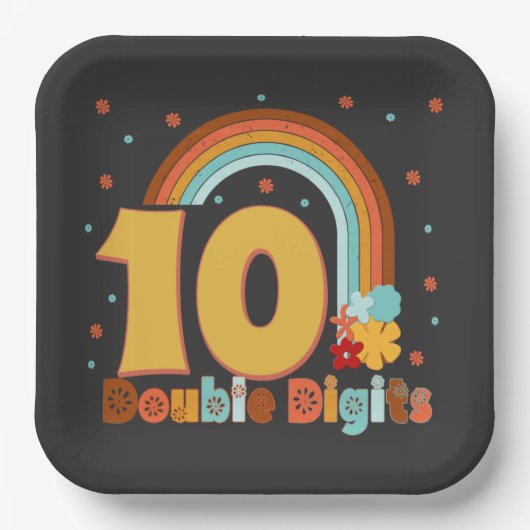 10 Tweecijferige verjaardag Girl Groovy Party Papieren Bordje (Voorkant)