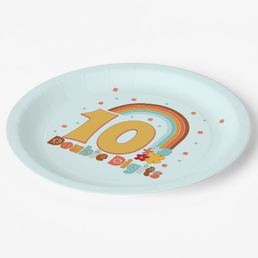 10 Tweecijferige verjaardag Girl Groovy Party Papieren Bordje (Gekanteld)