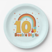 10 Tweecijferige verjaardag Girl Groovy Party Papieren Bordje (Voorkant)