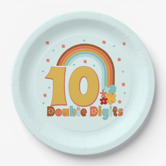 10 Tweecijferige verjaardag Girl Groovy Party Papieren Bordje (Voorkant)