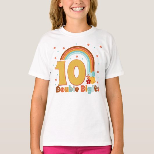 10 Tweecijferige verjaardag Girl Groovy Party T-Sh T-shirt (Voorkant)