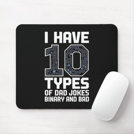 10 Types Dad Jokes Binary Programmer Desk Muismat (Met muis)
