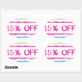 10 % uit 15 % uit 25 % uit stempel ovale sticker (Vel)