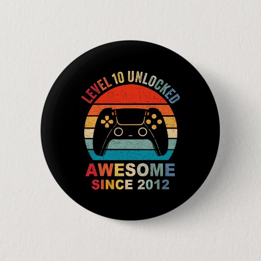 10 Unlocked Geweldige 2012 Videospel 10e Verjaarda Ronde Button 5,7 Cm (Voorkant)