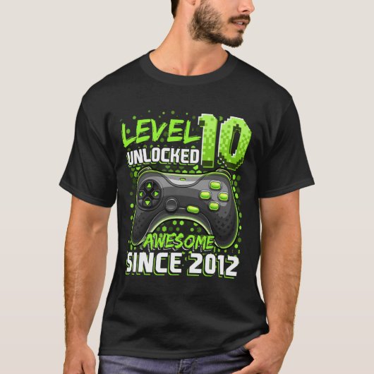10 Unlocked Geweldige 2012 Videospel 10e Verjaarda T-shirt (Voorkant)