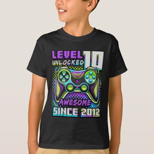 10 Unlocked Geweldige 2012 Videospel 10e Verjaarda T-shirt (Voorkant)