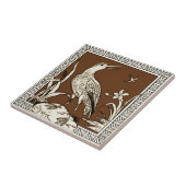 #10 van 12 Repro 1880s Minton Mocha Bird Series Tegeltje (Zijkant)
