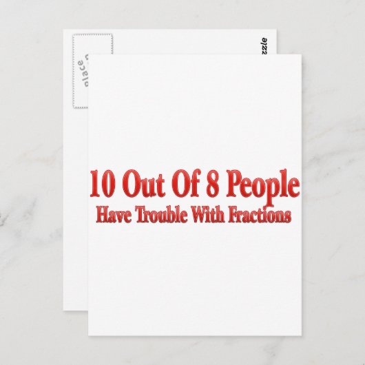10 van de 8 mensen hebben problemen met fracties briefkaart (Voorkant / Achterkant)