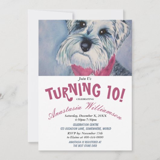 10 VERJAARDAGSFEEST UITNODIGEN KAART (Voorkant)