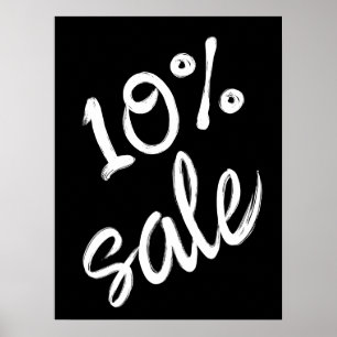 10% Verkoopteken, 18x24 Zwart-wit Verkoop Poster