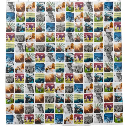 10 vierkant Sjabloon Rond Wit Lijst van het Net va Douchegordijn (Voorkant)