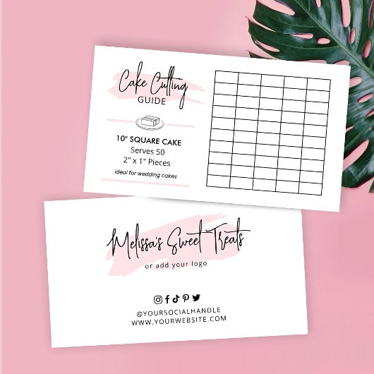 10"Vierkante Cake 2x1 Porties Snijgids Informatiekaartje