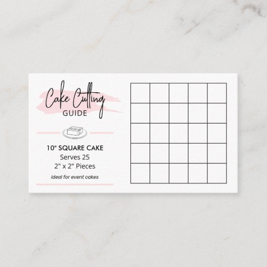 10"Vierkante Cake Serving Guide 2x2 Gebeurtenisdel Informatiekaartje (Voorkant)
