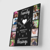 10 Vierkante Foto Collage Familie Quote Zwart Wit Klok (Hoek)