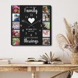 10 Vierkante Foto Collage Familie Quote Zwart Wit Vierkante Klok<br><div class="desc">Creëer uw eigen foto-collage muurklok met 10 van uw favoriete instagram vierkante afbeeldingen. De fotostripklok helpt je je speciale momenten te koesteren en maakt ook een doordacht geschenk voor ouders, grootouders en vrienden. De gepersonaliseerde familieklok maakt het een perfect geschenk voor alle gelegenheden. Personaliseer uw familienaam en een vastgesteld jaar....</div>