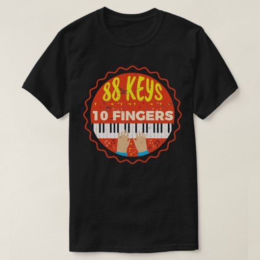 10 vingers Piano Pianist Piano Music T-shirt (Design voorkant)