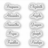 10 voornamen Moderne elegante kalligrafie Sticker (Voorkant)