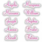 10 voornamen voor meisjes | Kalligrafie Stickers (Voorkant)