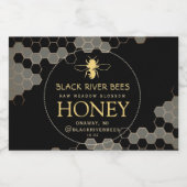 10 Waterdichte Honingraat Bee Raw Honey Label Zwar Voedselcontainer Etiket (Enkel label)