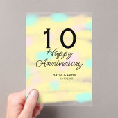 10 wedding anniversary yellow pastel name retro bo acryl uitnodigingen (Insitu (Draagbaar))