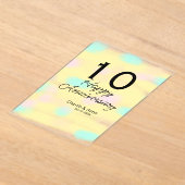 10 wedding anniversary yellow pastel name retro bo acryl uitnodigingen (Laagn)