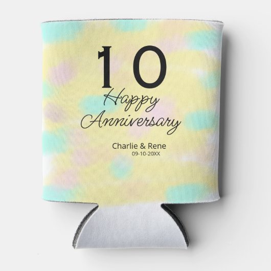 10 wedding anniversary yellow pastel name retro bo blikjeskoeler (Voorkant)