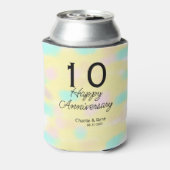 10 wedding anniversary yellow pastel name retro bo blikjeskoeler (Blikje Achterkant)