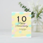 10 wedding anniversary yellow pastel name retro bo briefkaart (Staand voorkant)