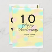 10 wedding anniversary yellow pastel name retro bo briefkaart (Voorkant / Achterkant)