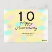 10 wedding anniversary yellow pastel name retro bo briefkaart (Achterkant)