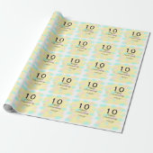 10 wedding anniversary yellow pastel name retro bo cadeaupapier (Uitgerold)