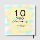 10 wedding anniversary yellow pastel name retro bo gastenboek (Achterkant)