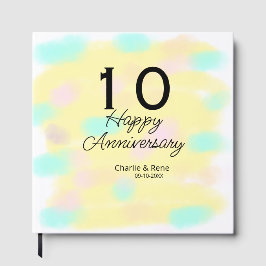 10 wedding anniversary yellow pastel name retro bo gastenboek