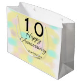 10 wedding anniversary yellow pastel name retro bo groot cadeauzakje (Achterkant Gekanteld)