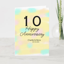 10 wedding anniversary yellow pastel name retro bo kaart