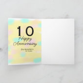 10 wedding anniversary yellow pastel name retro bo kaart (Binnen)