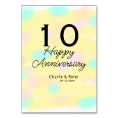 10 wedding anniversary yellow pastel name retro bo kaart (Achterkant)
