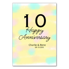 10 wedding anniversary yellow pastel name retro bo kaart