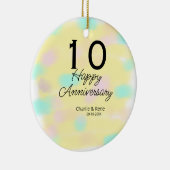 10 wedding anniversary yellow pastel name retro bo keramisch ornament (Rechts)